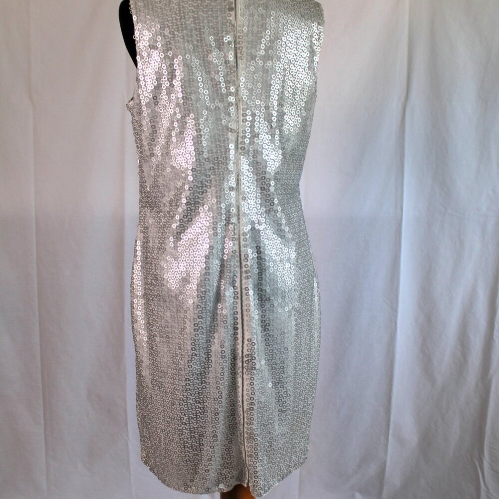 Calvin Klein White Sequined Sheath Cocktail Dress Size 8 - Picture 4 of 10